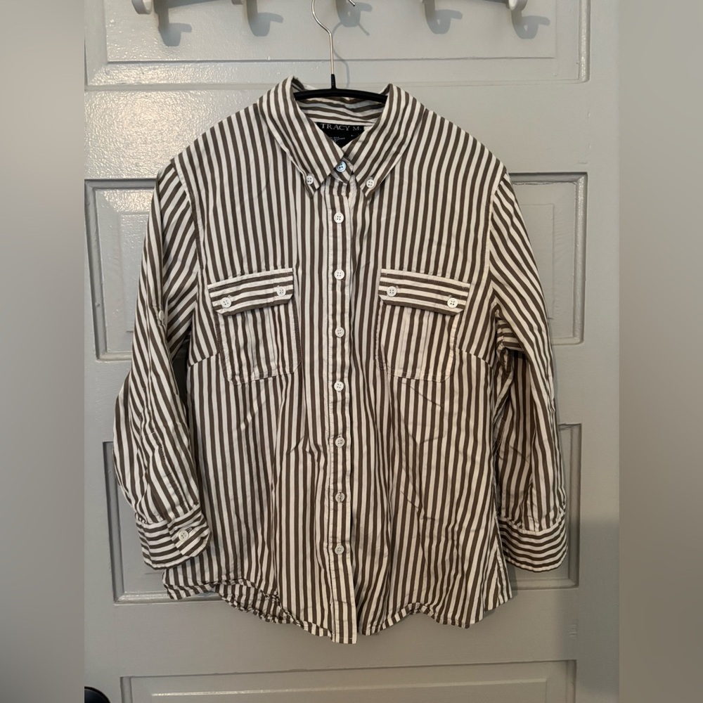 Women’s Silk Striped Button-Up Shirt